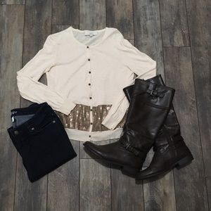 LOFT sequined Cardigan size medium